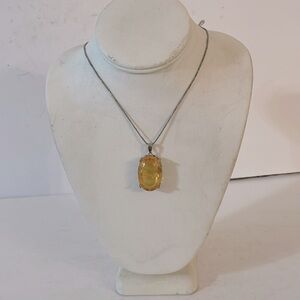 Large oval citrine drop necklace